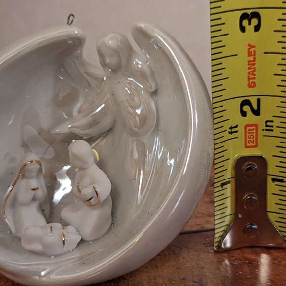 Fine Porcelain Nativity With Angel Christmas Ornament - Picture 4 of 5